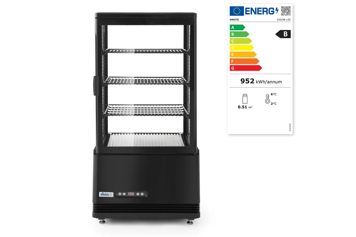 Witryna chłodnicza nastawna, 68 l, czarny, 230V/170W, 444x397x875mm Arktic 233238