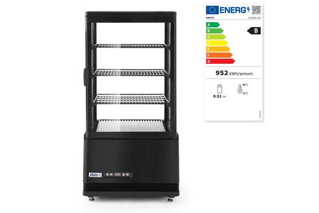Witryna chłodnicza nastawna, 68 l, czarny, 230V/170W, 444x397x875mm Arktic 233238