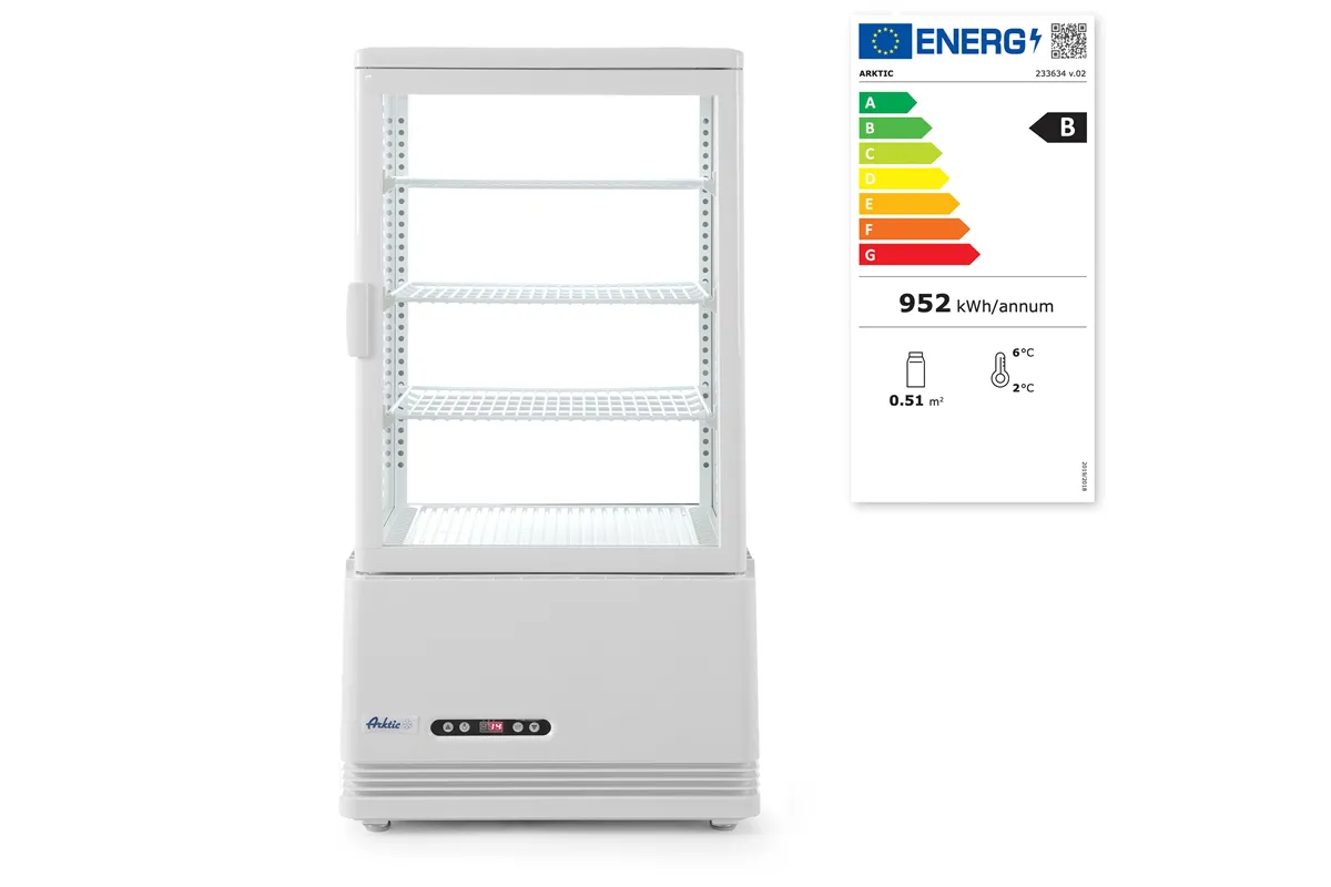 Witryna chłodnicza nastawna, 68 l, biały, 230V/170W, 444x397x875mm Arktic 233634