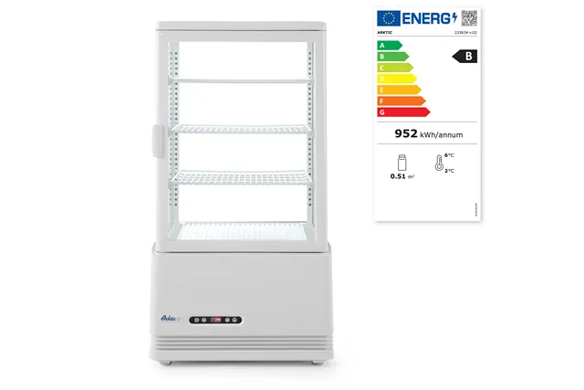 Witryna chłodnicza nastawna, 68 l, biały, 230V/170W, 444x397x875mm Arktic 233634