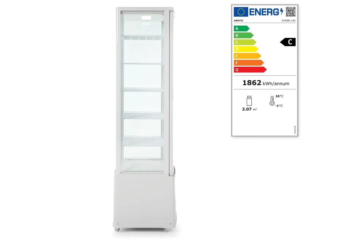 Witryna chłodnicza, 270 l, biały, 230V/290W, 556x526x1913mm Arktic 233696