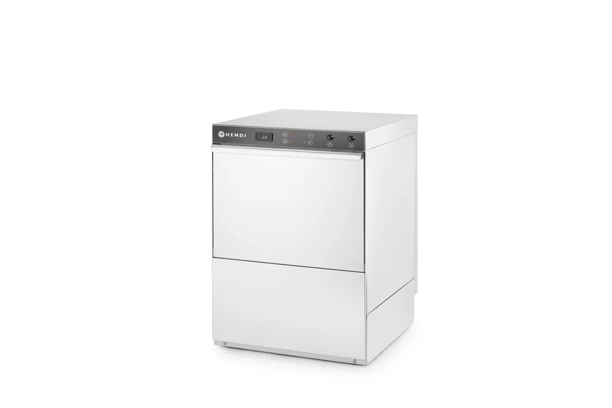 Zmywarka do naczyń 50x50 – sterowana elektromechanicznie, z pompą spustową, 400V/6600W, 570x600x830mm HENDI 233047