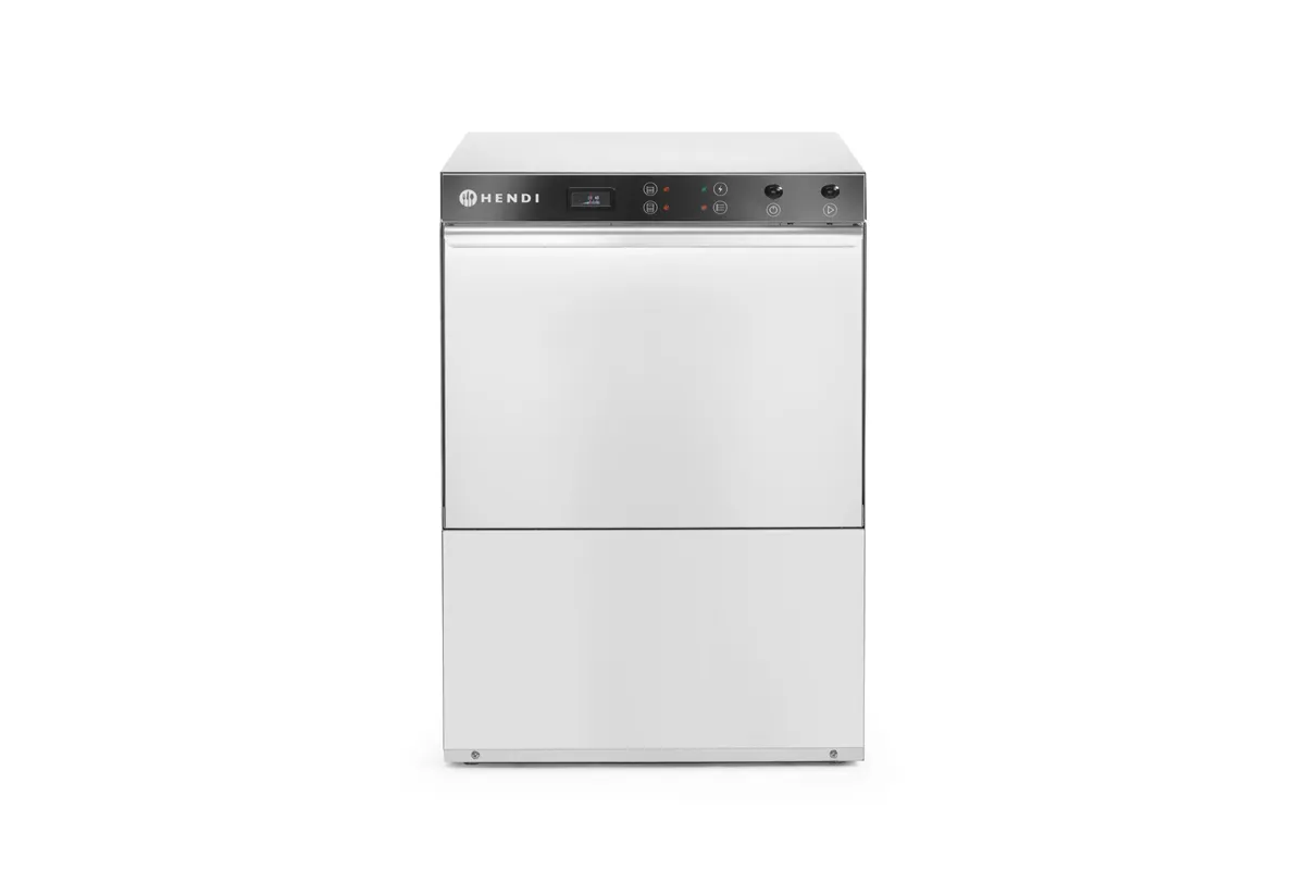 Zmywarka do naczyń 50x50 – sterowana elektromechanicznie, z pompą spustową, 400V/6600W, 570x600x830mm HENDI 233047