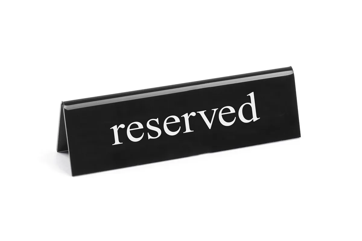 Tabliczka informacyjna „Rezerwacja”, "reserved", 130x30x38mm HENDI 663462