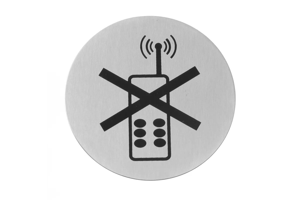 Tabliczka informacyjna na drzwi, zakaz używania telefonów komórkowych, ⌀75mm HENDI 663653