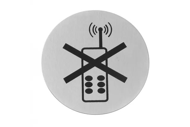 Tabliczka informacyjna na drzwi, zakaz używania telefonów komórkowych, ⌀75mm HENDI 663653