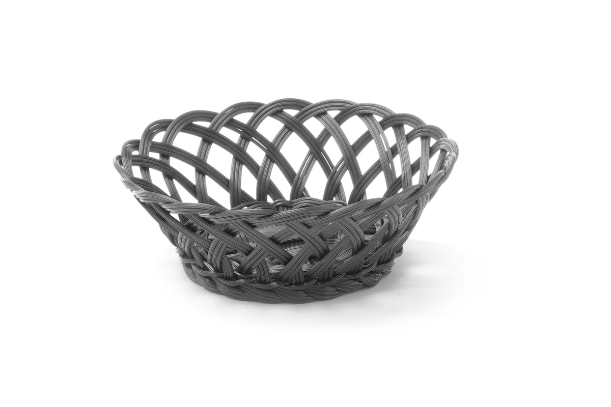 Koszyk pleciony, okrągły, czarny, 200x200x65mm HENDI 426258