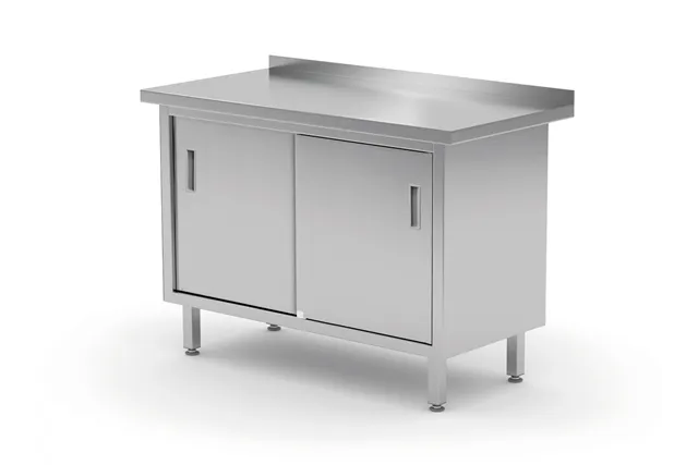 Stół przyścienny szafka z drzwiami suwanymi – spawany, Profi Line, 1600x600x850mm HENDI 811689