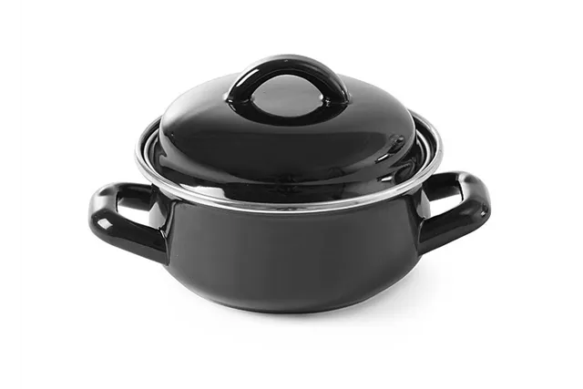 Garnek do zup i sosów z pokrywką, 0,5L, czarny, ⌀135x105mm HENDI 625705