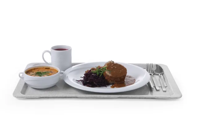 Taca poliestrowa do restauracji samoobsługowych, GN 1/1, granitowy, 530x325mm, Prostokątny AmerBox 876619