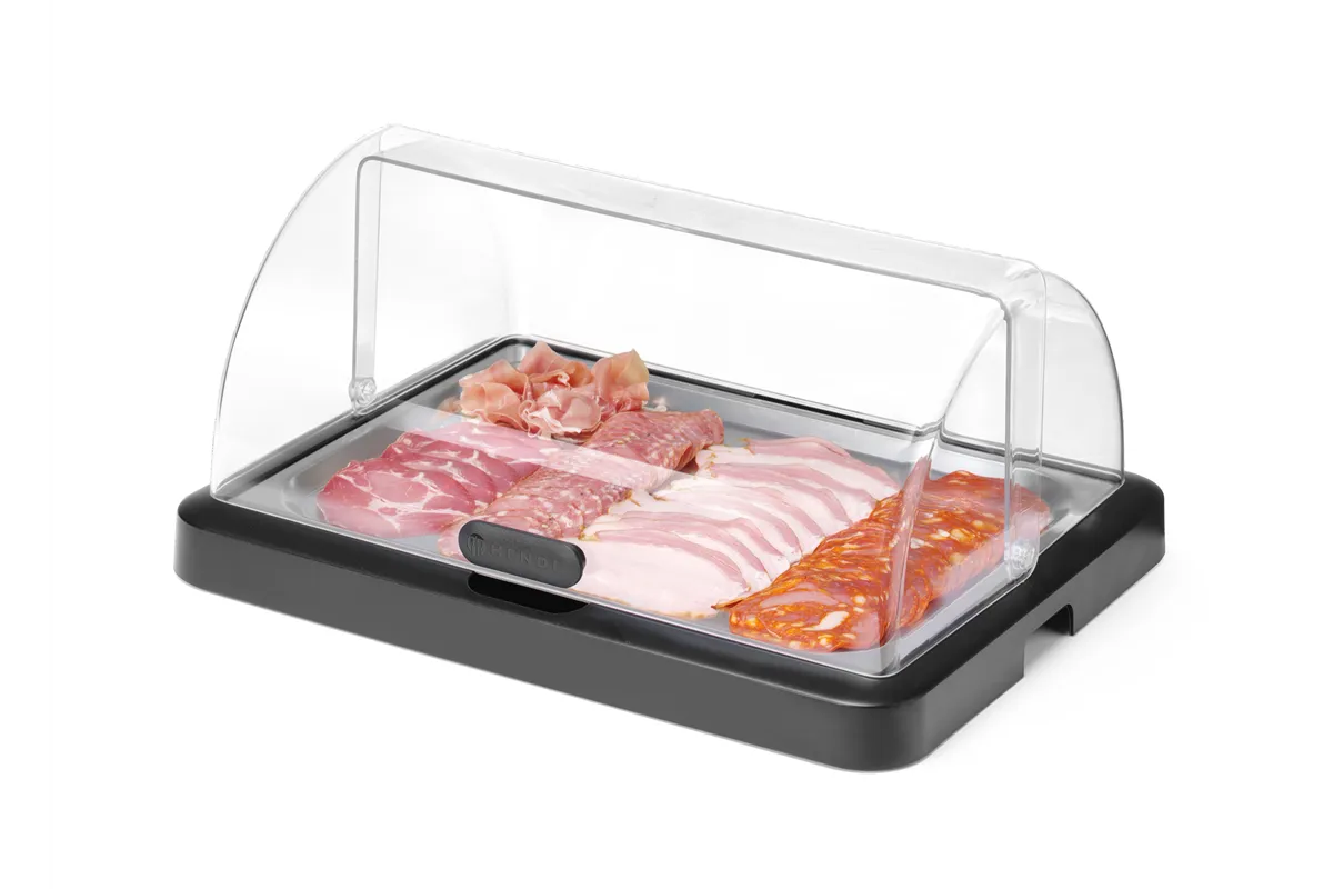 Pojedyncza witrynka chłodząca roll-top Duo UNIQ Pojedyncza czarny 460x355x220 Prostokątny HENDI 871805