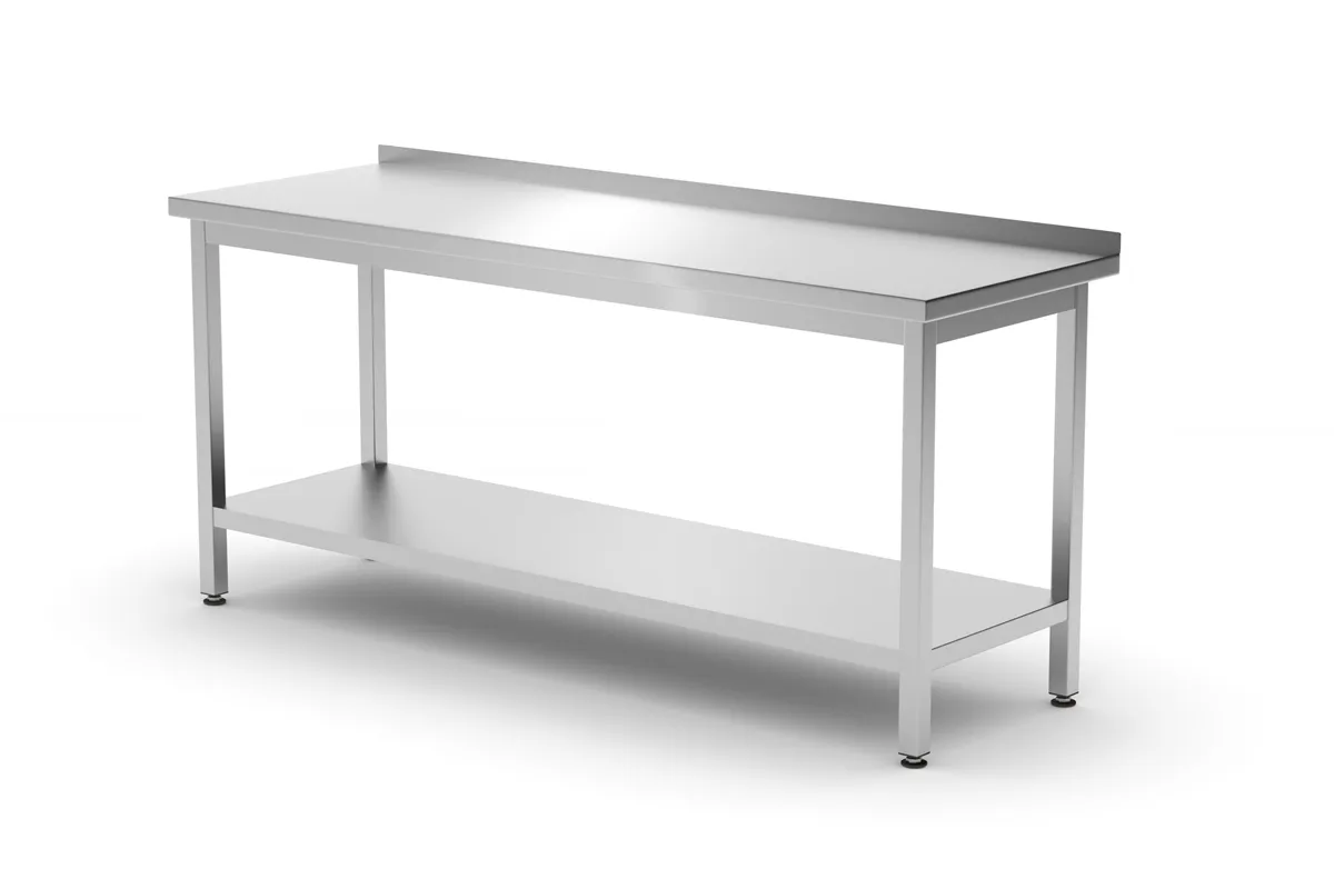Stół przyścienny z półką – skręcany, głębokość 600 mm, Profi Line, 1800x600x850 mm, 1800x600x850mm HENDI 811504