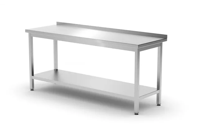 Stół przyścienny z półką – skręcany, głębokość 600 mm, Profi Line, 1800x600x850 mm, 1800x600x850mm HENDI 811504