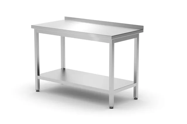Stół przyścienny z półką – skręcany, głębokość 600 mm, Profi Line, 1200x600x850 mm, 1200x600x850mm HENDI 811474