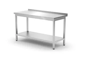 Stół przyścienny z półką – skręcany, głębokość 600 mm, Profi Line, 1400x600x850 mm, 1400x600x850mm HENDI 811481
