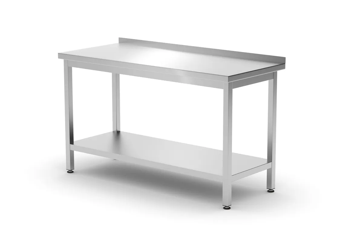 Stół przyścienny z półką – skręcany, głębokość 600 mm, Profi Line, 1400x600x850 mm, 1400x600x850mm HENDI 811481