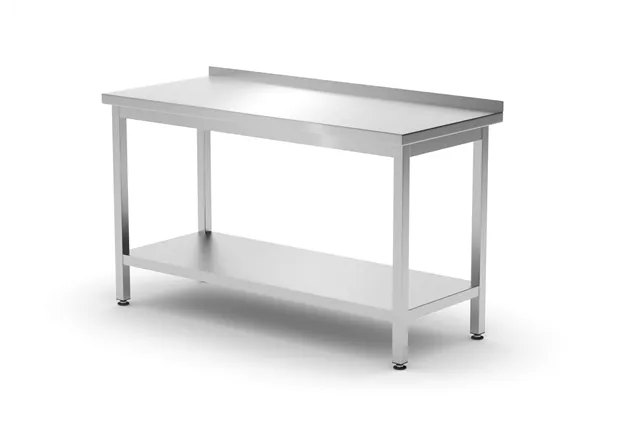 Stół przyścienny z półką – skręcany, głębokość 600 mm, Profi Line, 1400x600x850 mm, 1400x600x850mm HENDI 811481