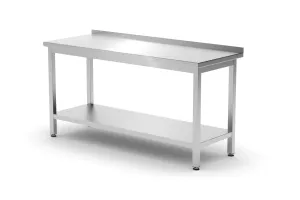 Stół przyścienny z półką – skręcany, głębokość 600 mm, Profi Line, 1600x600x850 mm, 1600x600x850mm HENDI 811498