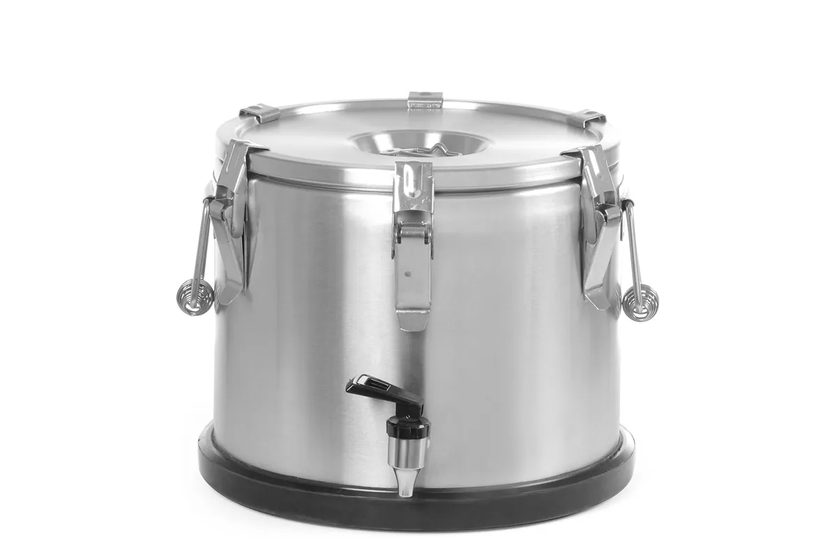 Termos do transportu żywności – z kranem, Profi Line, 15L, srebrny, ⌀330x280mm HENDI 710135