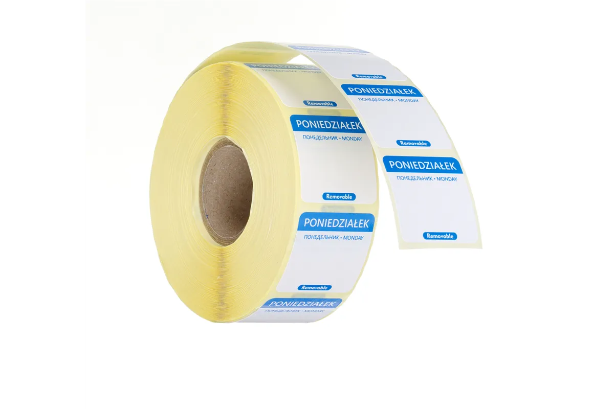Etykiety Food Safety na każdy dzień tygodnia – wielorazowe, Poniedziałek, niebieski, 1000 szt., 25x25mm HENDI 850077