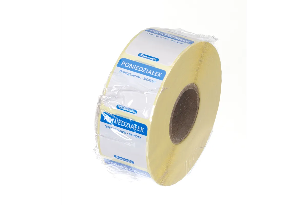 Etykiety Food Safety na każdy dzień tygodnia – wielorazowe, Poniedziałek, niebieski, 1000 szt., 25x25mm HENDI 850077