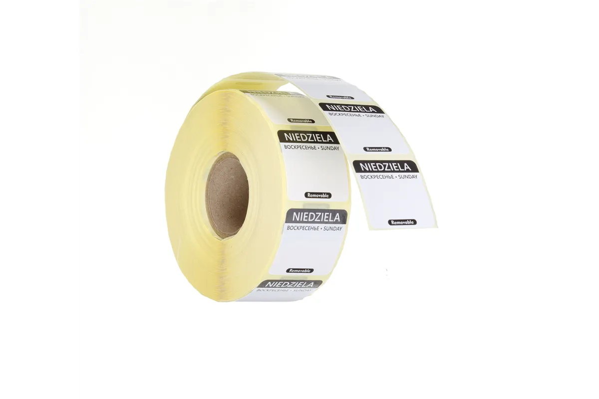 Etykiety Food Safety na każdy dzień tygodnia – wielorazowe, Niedziela, czarny, 1000 szt., 25x25mm HENDI 850138