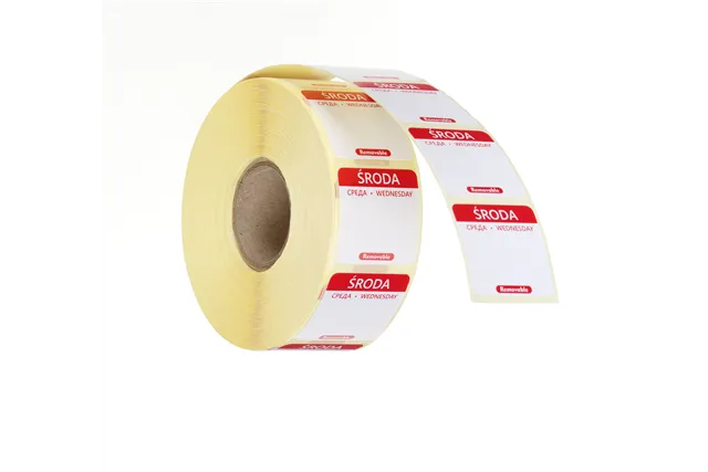 Etykiety Food Safety na każdy dzień tygodnia – wielorazowe, Środa, czerwony, 1000 szt., 25x25mm HENDI 850091