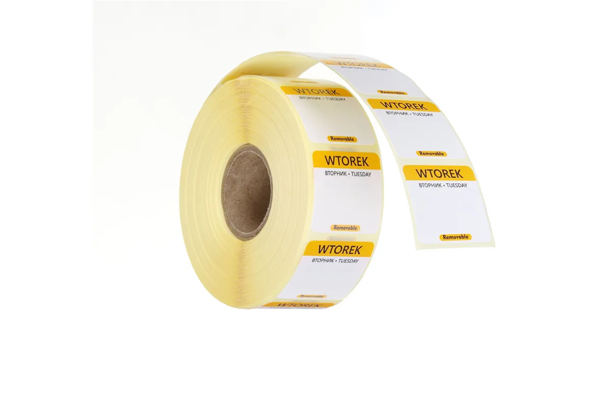 Etykiety Food Safety na każdy dzień tygodnia – wielorazowe, Wtorek, żółty, 1000 szt., 25x25mm HENDI 850084