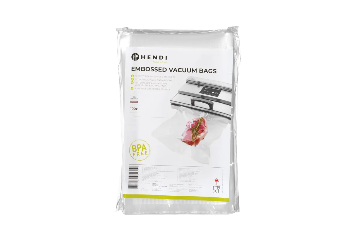 Worki moletowane do gotowania sous vide, do pakowarek listwowych i komorowych, 100 szt., 150x250mm HENDI 971390