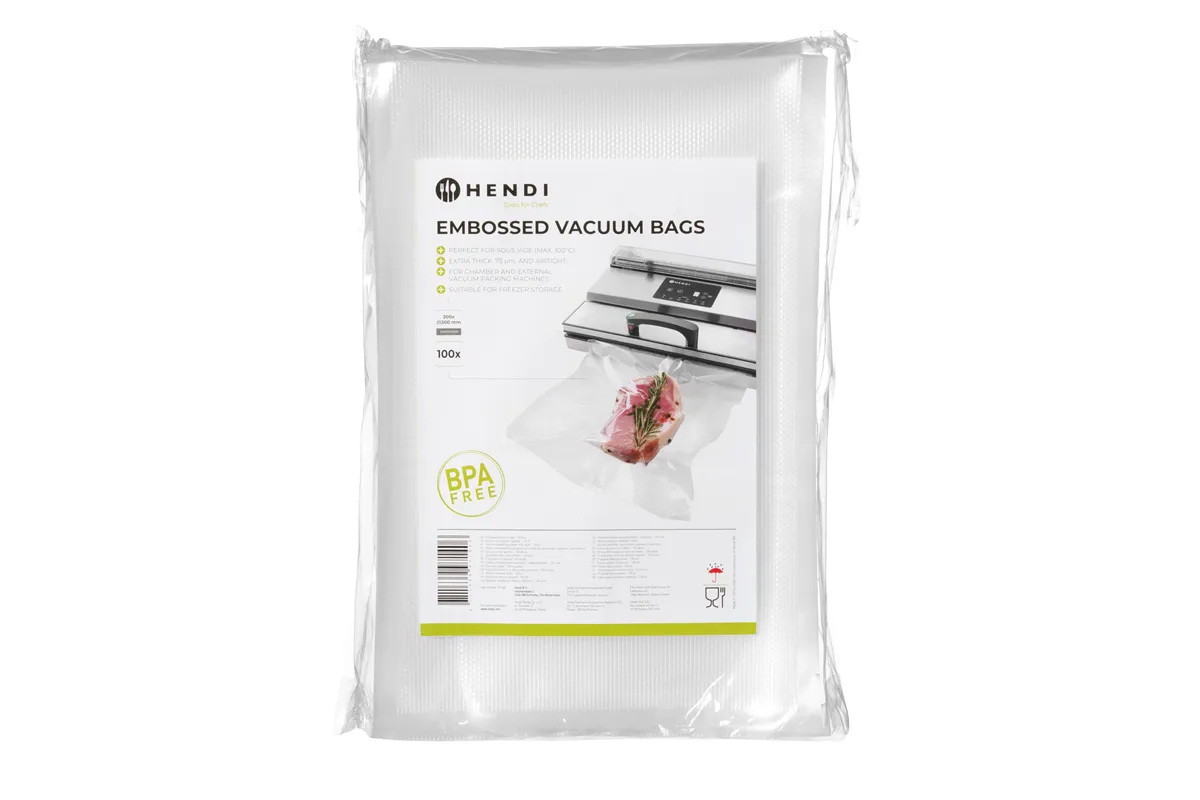Worki moletowane do gotowania sous vide, do pakowarek listwowych i komorowych, 100 szt., 200x300mm HENDI 971406