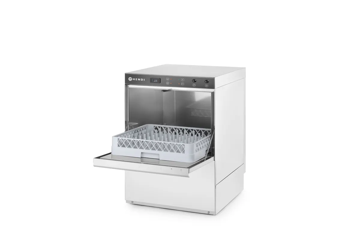 Zmywarka do naczyń 50x50 – sterowana elektromechanicznie, z dozownikiem detergentu, 230V/3600W, 600x570x830mm HENDI 230237