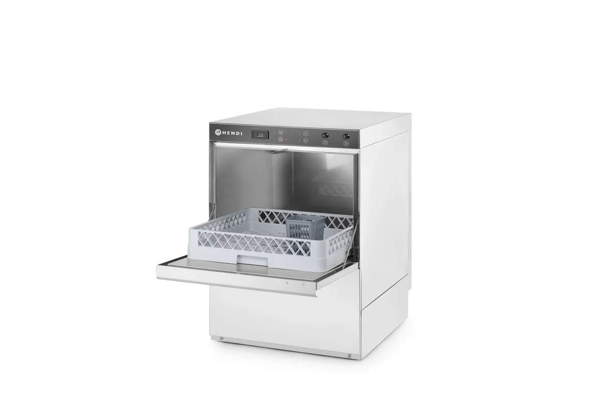 Zmywarka do naczyń 50x50 – sterowana elektromechanicznie, z dozownikiem detergentu, 230V/3600W, 600x570x830mm HENDI 230237