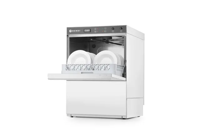 Zmywarka do naczyń 50x50 – sterowana elektromechanicznie, z dozownikiem detergentu, 230V/3600W, 600x570x830mm HENDI 230237