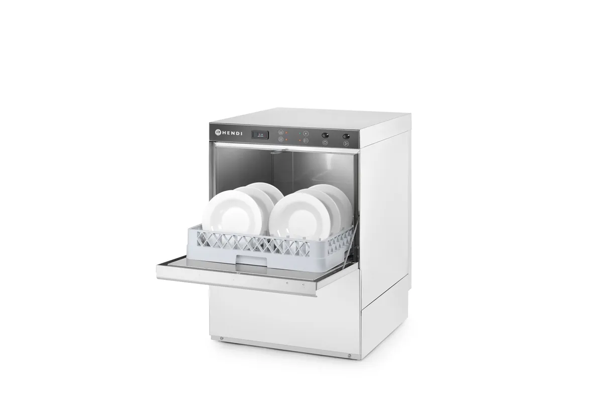 Zmywarka do naczyń 50x50 – sterowana elektromechanicznie, z dozownikiem detergentu, 230V/3600W, 600x570x830mm HENDI 230237