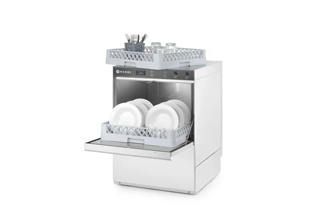 Zmywarka do naczyń 50x50 – sterowana elektromechanicznie, z dozownikiem detergentu, 230V/3600W, 600x570x830mm HENDI 230237