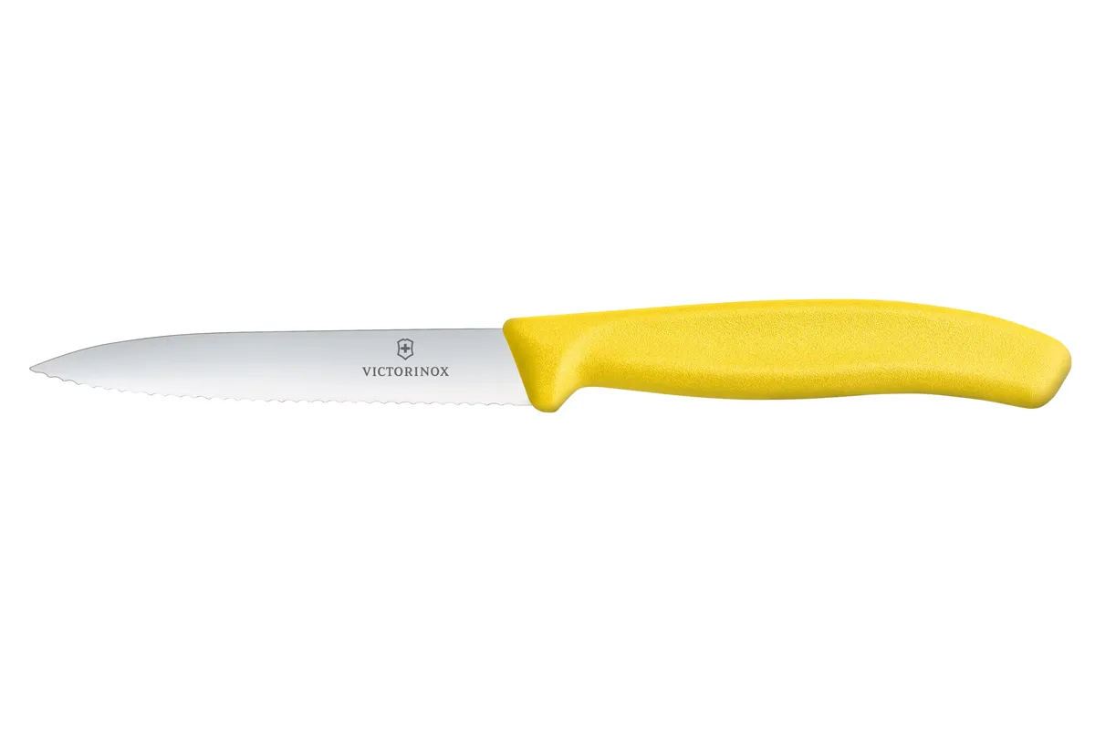 Nóż do jarzyn z ząbkowanym ostrzem, żółty, 212mm Victorinox 6.7736.L8