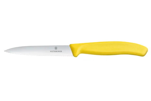 Nóż do jarzyn z ząbkowanym ostrzem, żółty, 212mm Victorinox 6.7736.L8