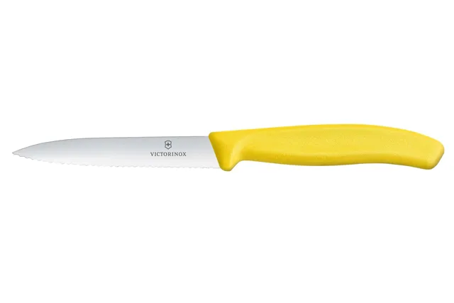 Nóż do jarzyn z ząbkowanym ostrzem, żółty, 212mm Victorinox 6.7736.L8