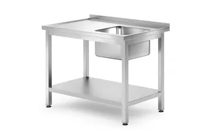 Stół ze zlewem i półką – skręcany, głębokość 700 mm, Profi Line, Lokalizacja komory - po prawej, 1000x700x850mm HENDI 812938