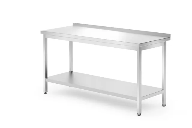Stół przyścienny z półką – skręcany, głębokość 700 mm, Profi Line, 1600x700x850 mm, 1600x700x850mm HENDI 812754