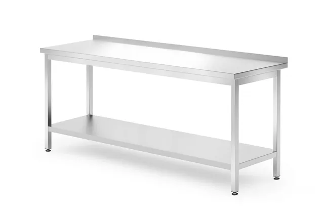 Stół przyścienny z półką – skręcany, głębokość 700 mm, Profi Line, 1800x700x850 mm, 1800x700x850mm HENDI 812761