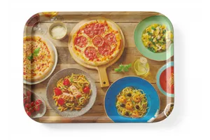 Taca do serwowania z nadrukiem, antypoślizgowa, tasty pizza & pasta, 330x430mm HENDI 508015