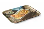 Taca do serwowania z nadrukiem, antypoślizgowa, tasty fish & chips, 330x430mm HENDI 508022