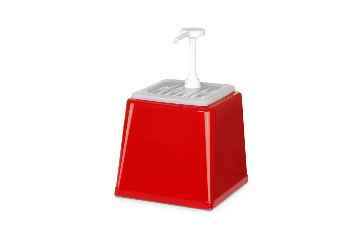 Pojemnik do sosów z pompką, 2,5L, czerwony, 230x210x327mm HENDI 203521