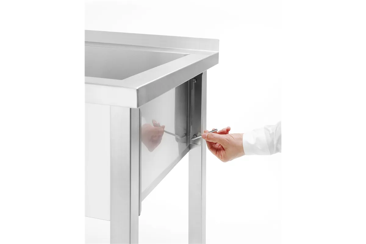 Stół z basenem 1-komorowym bez maskownicy – skręcany, głębokość 600 mm, Budget Line, 1000x600x850mm HENDI 811023