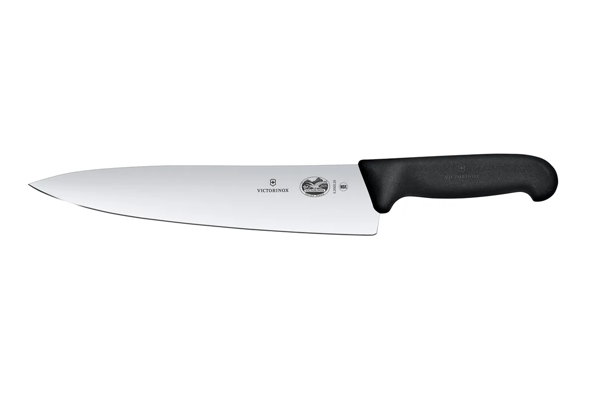 Nóż kuchenny z szerokim ostrzem, czarny, 380mm Victorinox 5.2003.25