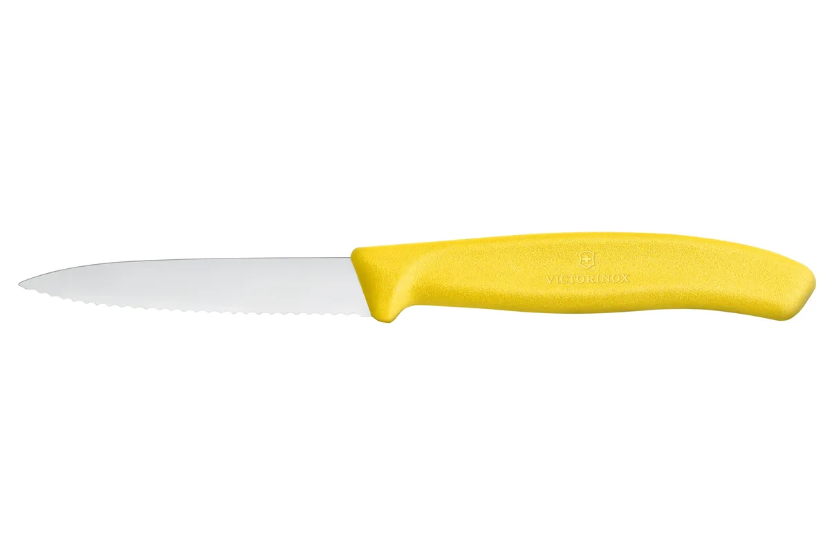 Nóż do jarzyn z ząbkowanym ostrzem, żółty, 190mm Victorinox 6.7636.L118