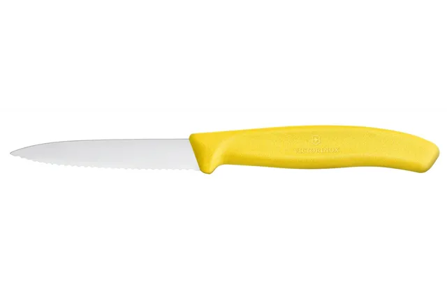 Nóż do jarzyn z ząbkowanym ostrzem, żółty, 190mm Victorinox 6.7636.L118