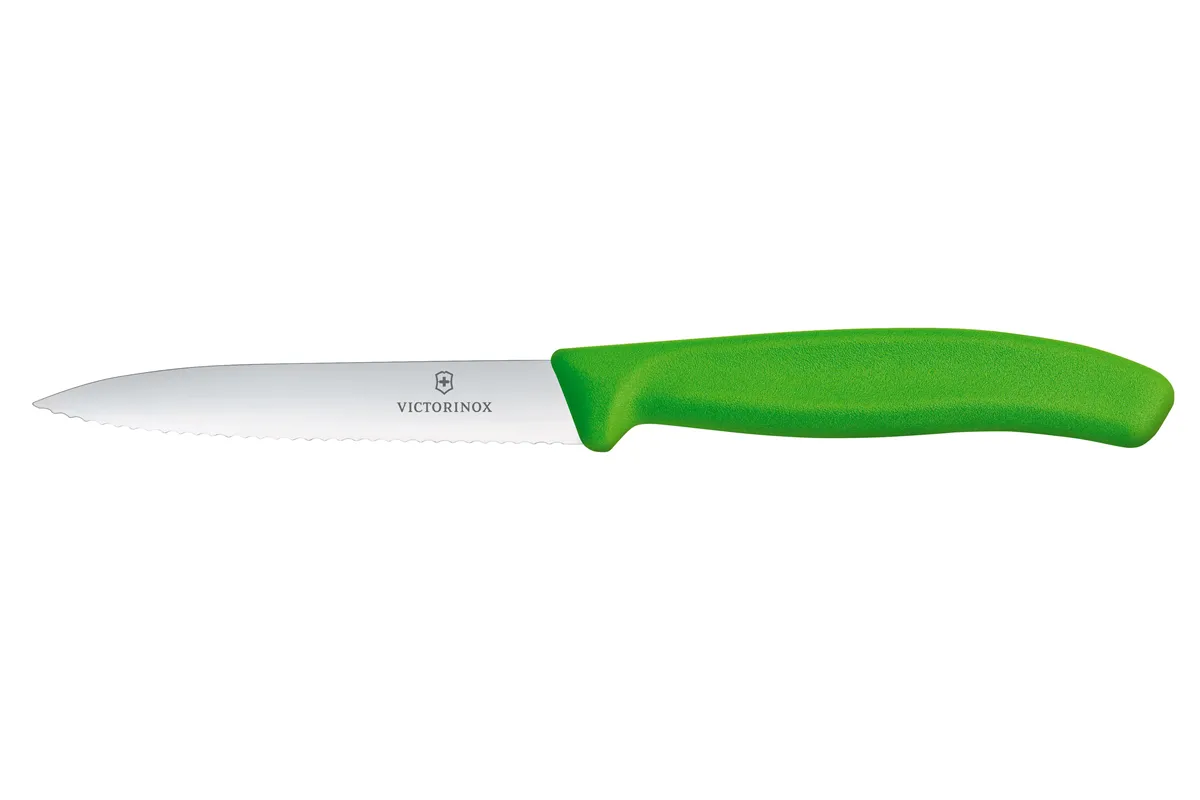 Nóż do jarzyn z ząbkowanym ostrzem, zielony, 212mm Victorinox 6.7736.L4