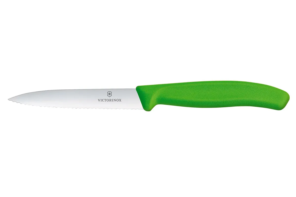 Nóż do jarzyn z ząbkowanym ostrzem, zielony, 212mm Victorinox 6.7736.L4